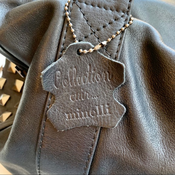 Minelli genuine black leather bag with studs - Picture 5 of 16